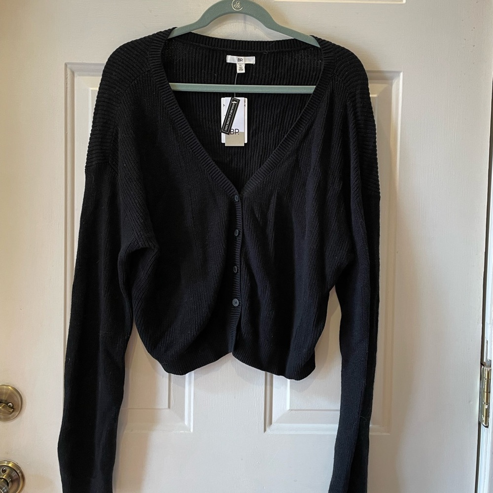 NWT BP Nordstrom Cropped Black Cardigan Size XL
